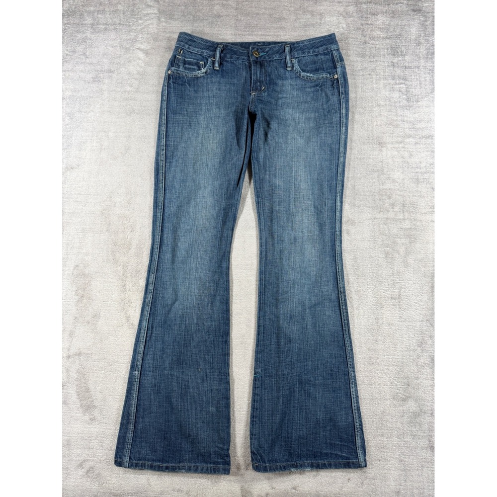 Buffalo David Bitton Jeans Womens 29 Blue Flare Low Rise Distressed Y2K Boho